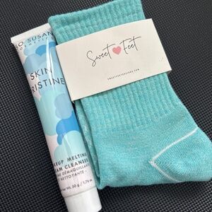 Sweet feet socks and SO Susan cosmetics skin pristine cream cleanser